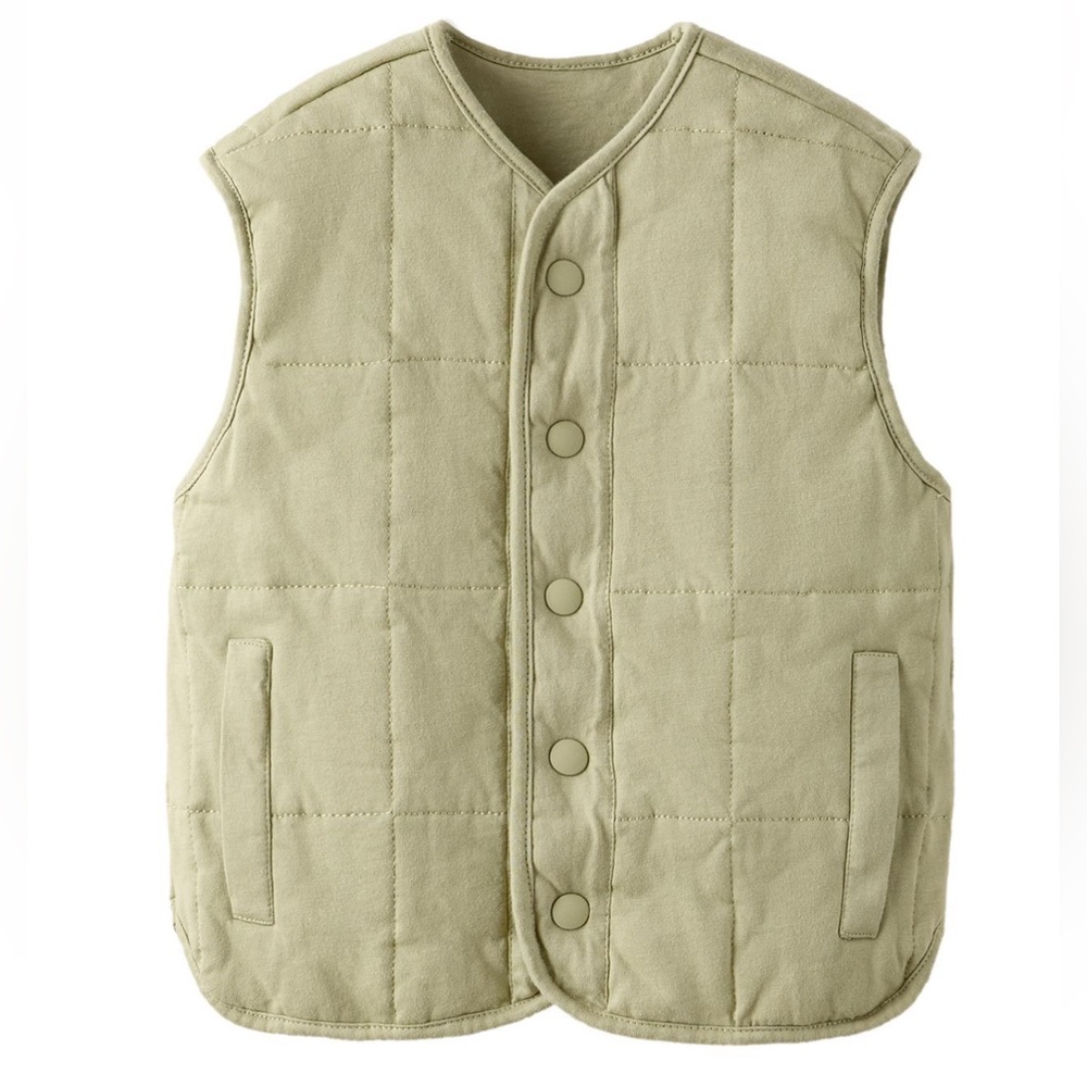 Zara Quilted Vest in Olive Green